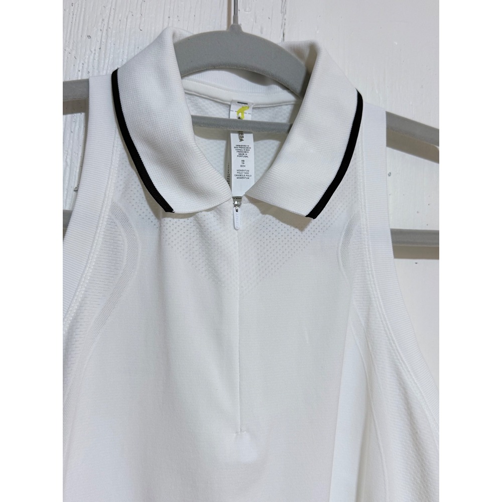 Athleta Momentum Polo Tank White Seamless Quarter Zip Racerback XS